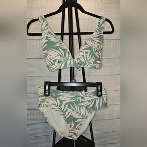 True Craft Green and White Leaf Print Bikini Full Bottom